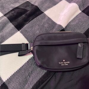 kate spade Black Nylon Crossbody Belt Bag with Gold Hardware